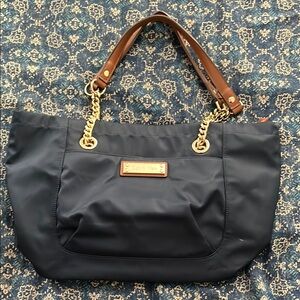 Calvin Klein Black and Brown Tote with Gold Accents